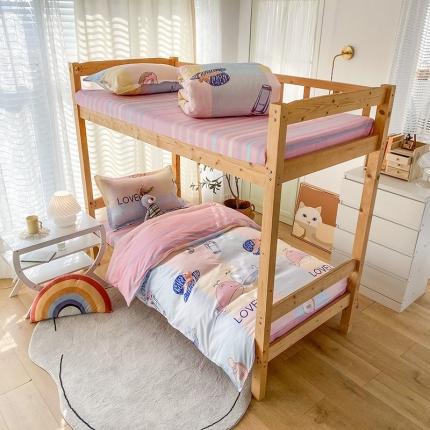 91家纺网 家纺一手货源 找家纺 （总）2022新款舒适亲肤芦荟棉上下铺学生印花四件套