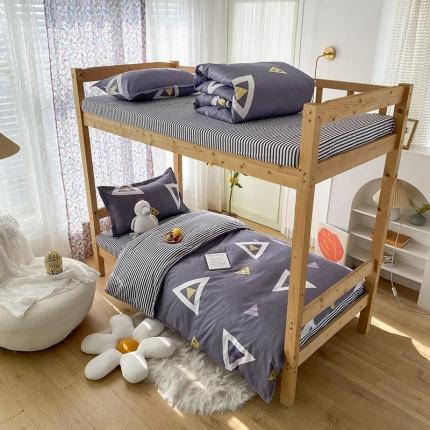 91家纺网 家纺一手货源 找家纺 （总）2022新款舒适亲肤芦荟棉上下铺学生印花四件套