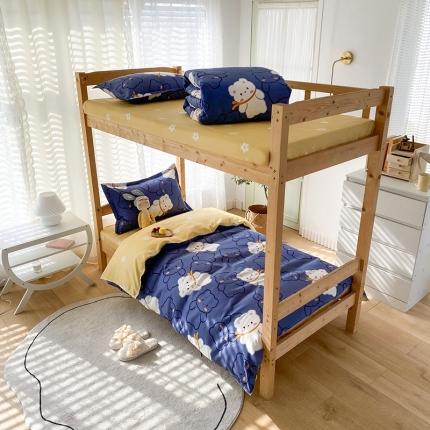 91家纺网 家纺一手货源 找家纺 （总）2022新款舒适亲肤芦荟棉上下铺学生印花四件套