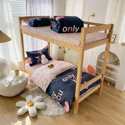 91家纺网 家纺一手货源 找家纺 （总）2022新款舒适亲肤芦荟棉上下铺学生印花四件套