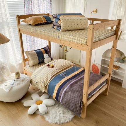 91家纺网 家纺一手货源 找家纺 （总）2022新款舒适亲肤芦荟棉上下铺学生印花四件套