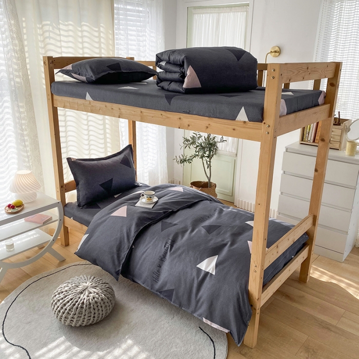 91家纺网 家纺一手货源 找家纺 （总）2022新款舒适亲肤芦荟棉上下铺学生印花四件套