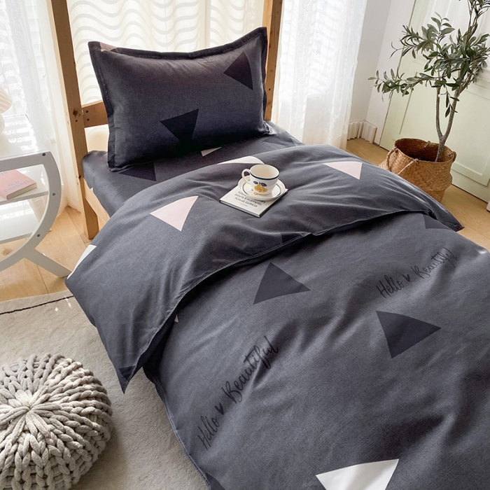 91家纺网 家纺一手货源 找家纺 （总）2022新款舒适亲肤芦荟棉上下铺学生印花四件套