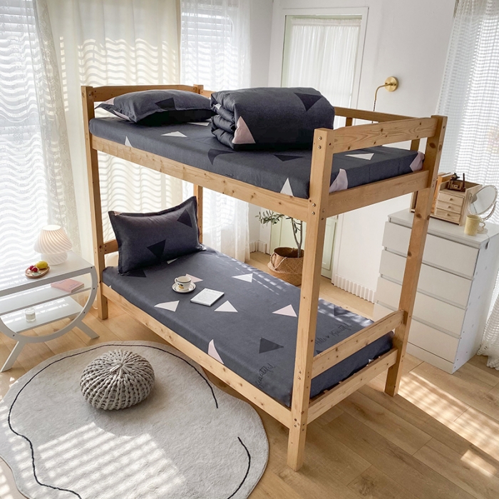 91家纺网 家纺一手货源 找家纺 （总）2022新款舒适亲肤芦荟棉上下铺学生印花四件套