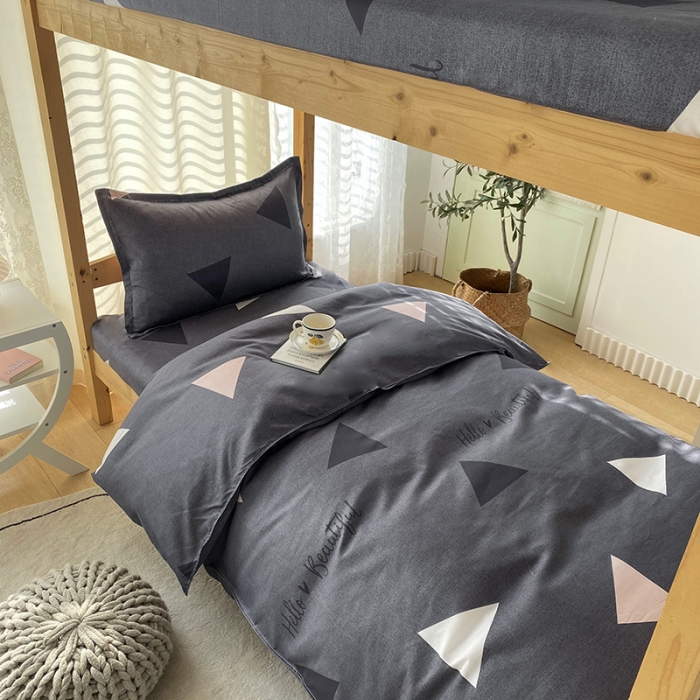 91家纺网 家纺一手货源 找家纺 （总）2022新款舒适亲肤芦荟棉上下铺学生印花四件套