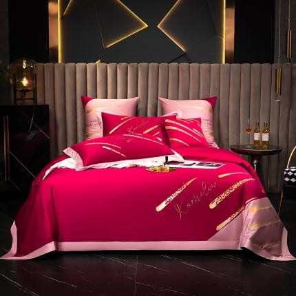 91家纺网 家纺一手货源 找家纺 铭动 2023新款流星雨玻尿酸抗菌长绒棉四件套 流星雨-紫嫣红