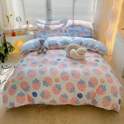 寐居2022春季新款全棉四件套 草莓派对