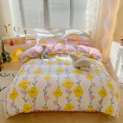 寐居2022春季新款全棉四件套 黄色花海