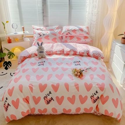 寐居2022春季新款全棉四件套 心心相印