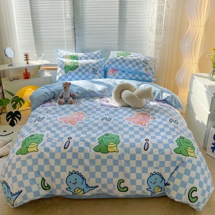 寐居2022春季新款全棉四件套 游园恐龙