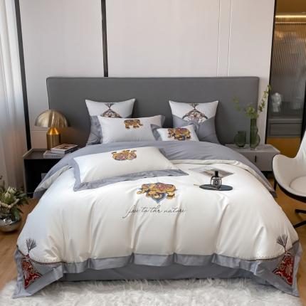 铭动 2023新款100支长绒棉四件套 共舞-典雅白