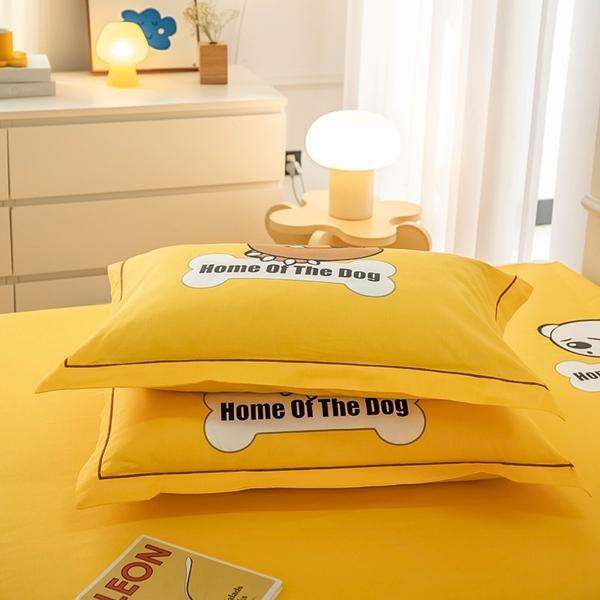 91家纺网 家纺一手货源 找家纺 雲归梦 2022新款全棉大版四件套 卡通花型 汪星人-黄