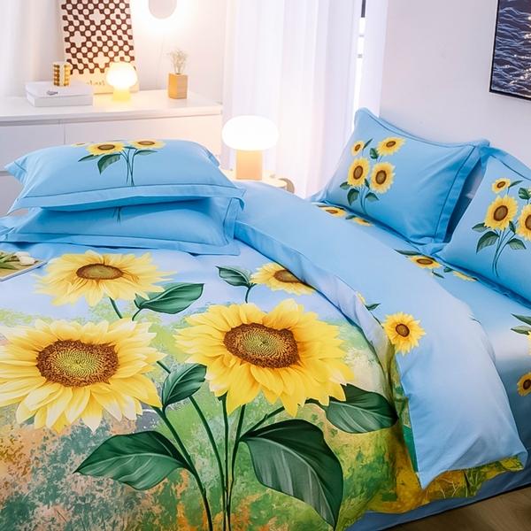 91家纺网 家纺一手货源 找家纺 雲归梦 2022新款全棉大版四件套 卡通花型 晴空万里-兰