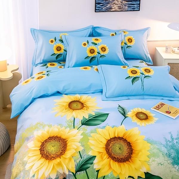 91家纺网 家纺一手货源 找家纺 雲归梦 2022新款全棉大版四件套 卡通花型 晴空万里-兰