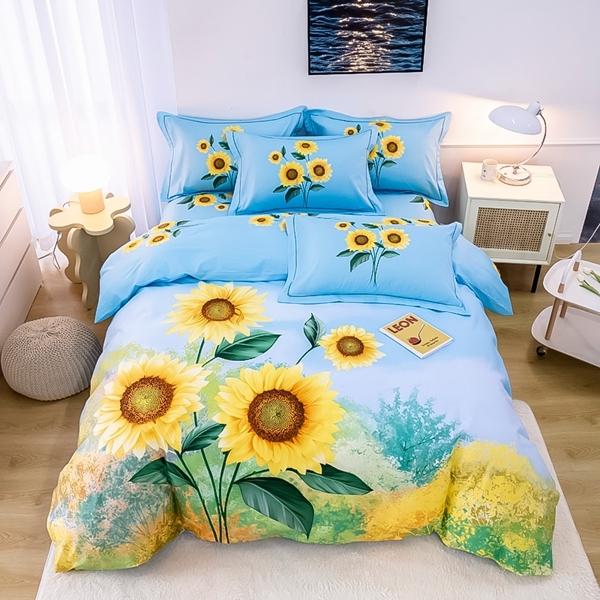 91家纺网 家纺一手货源 找家纺 雲归梦 2022新款全棉大版四件套 卡通花型 晴空万里-兰