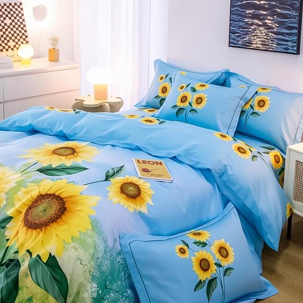 91家纺网 家纺一手货源 找家纺 雲归梦 2022新款全棉大版四件套 卡通花型 晴空万里-兰