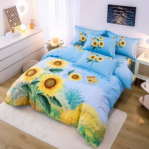 91家纺网 家纺一手货源 找家纺 雲归梦 2022新款全棉大版四件套 卡通花型 晴空万里-兰