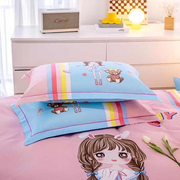 91家纺网 家纺一手货源 找家纺 雲归梦 2022新款全棉大版四件套 卡通花型 少女梦-粉