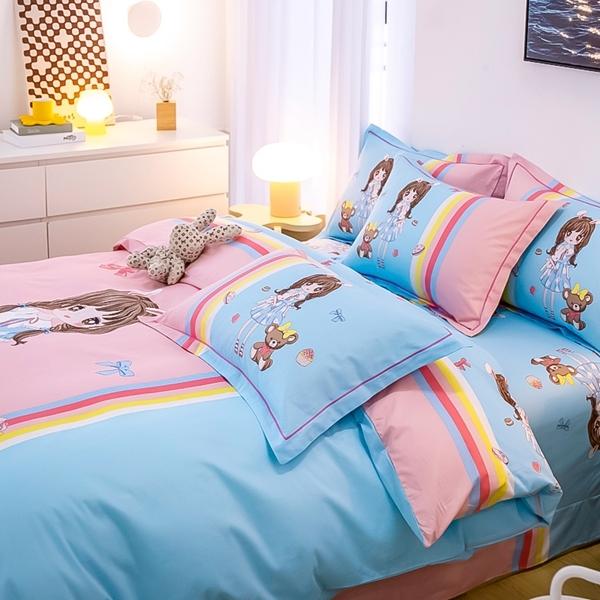 91家纺网 家纺一手货源 找家纺 雲归梦 2022新款全棉大版四件套 卡通花型 少女梦-粉