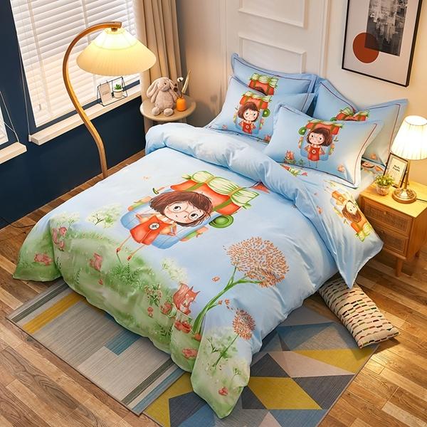 91家纺网 家纺一手货源 找家纺 雲归梦 2022新款全棉大版四件套 卡通花型 环游世界