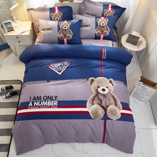 91家纺网 家纺一手货源 找家纺 雲归梦 2022新款全棉大版四件套 卡通花型 可爱熊