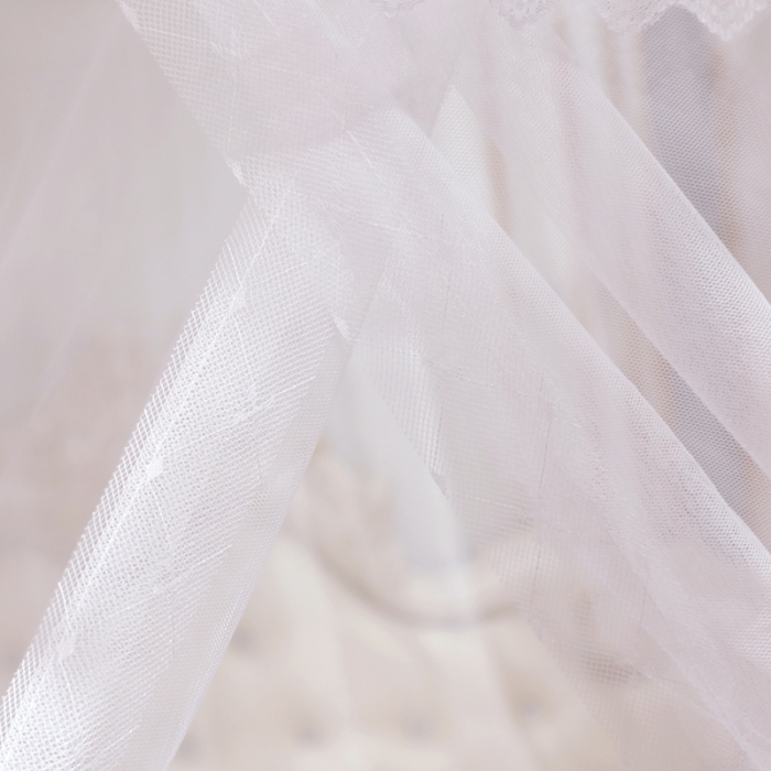 91家纺网 家纺一手货源 找家纺 初心家纺 2025新款升级款三开门宫廷蚊帐-春暖花开 白色