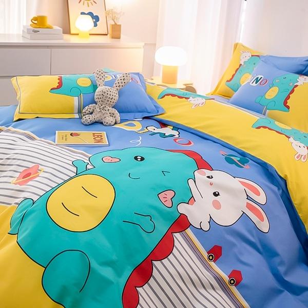 91家纺网 家纺一手货源 找家纺 雲归梦 2022新款全棉大版四件套 卡通花型 梦龙