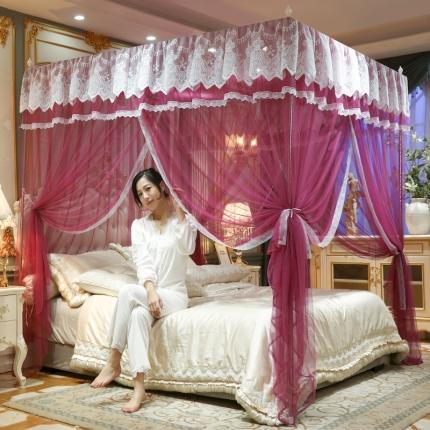 初心家纺 2025新款升级款三开门宫廷蚊帐-春暖花开 红豆沙