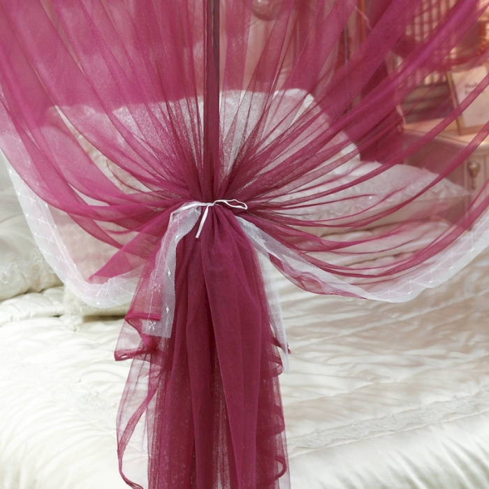 91家纺网 家纺一手货源 找家纺 初心家纺 2025新款升级款三开门宫廷蚊帐-春暖花开 红豆沙