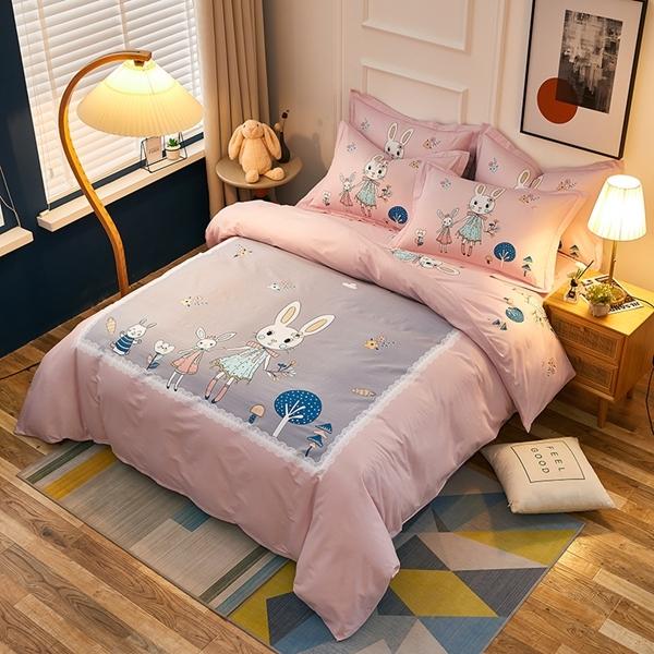 91家纺网 家纺一手货源 找家纺 雲归梦 2022新款全棉大版四件套 卡通花型 安妮日记