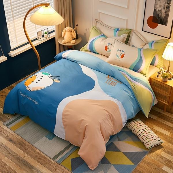 91家纺网 家纺一手货源 找家纺 雲归梦 2022新款全棉大版四件套 卡通花型 潮流派