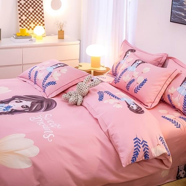 91家纺网 家纺一手货源 找家纺 雲归梦 2022新款全棉大版四件套 卡通花型 公主日记