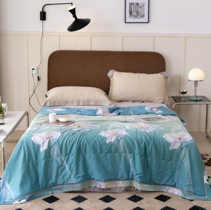 棉生活家纺 2022新款莫代尔天丝夏被浮蕊绿