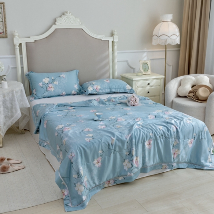 91家纺网 家纺一手货源 找家纺 棉生活家纺 2022新款莫代尔天丝夏被洛神蓝