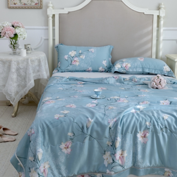 91家纺网 家纺一手货源 找家纺 棉生活家纺 2022新款莫代尔天丝夏被洛神蓝