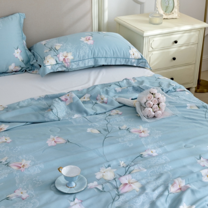 91家纺网 家纺一手货源 找家纺 棉生活家纺 2022新款莫代尔天丝夏被洛神蓝