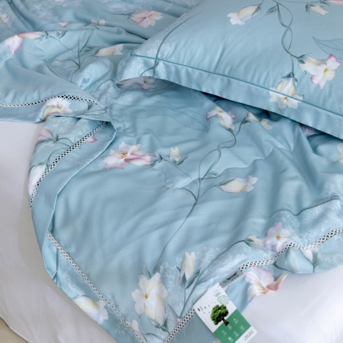 91家纺网 家纺一手货源 找家纺 棉生活家纺 2022新款莫代尔天丝夏被洛神蓝