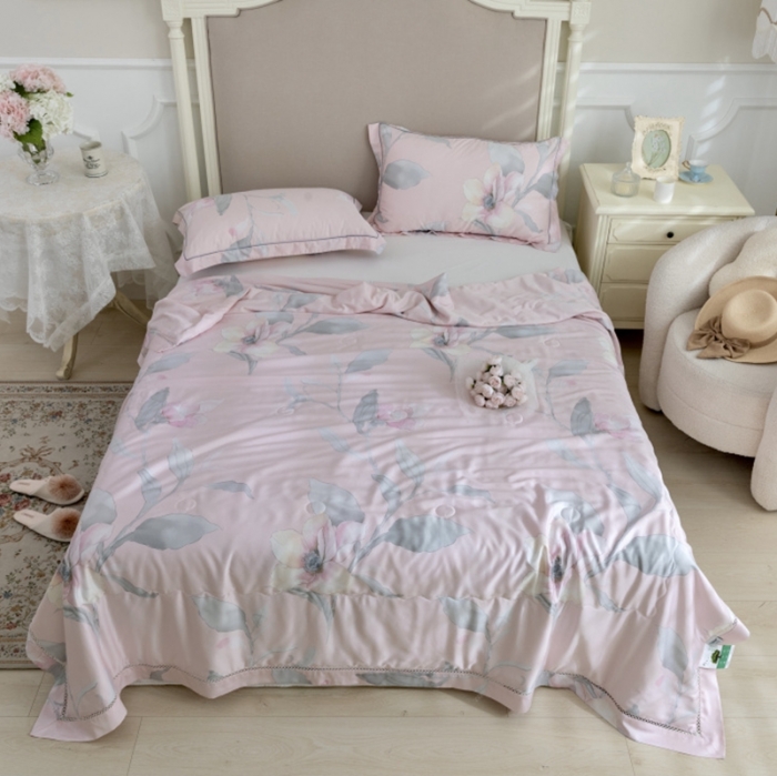 91家纺网 家纺一手货源 找家纺 棉生活家纺 2022新款莫代尔天丝夏被若兮粉