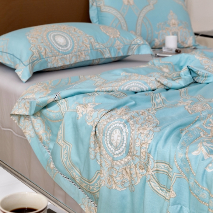 91家纺网 家纺一手货源 找家纺 棉生活家纺 2022新款莫代尔天丝夏被斯卡纳绿