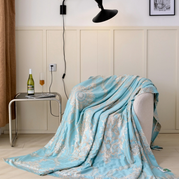 91家纺网 家纺一手货源 找家纺 棉生活家纺 2022新款莫代尔天丝夏被斯卡纳绿