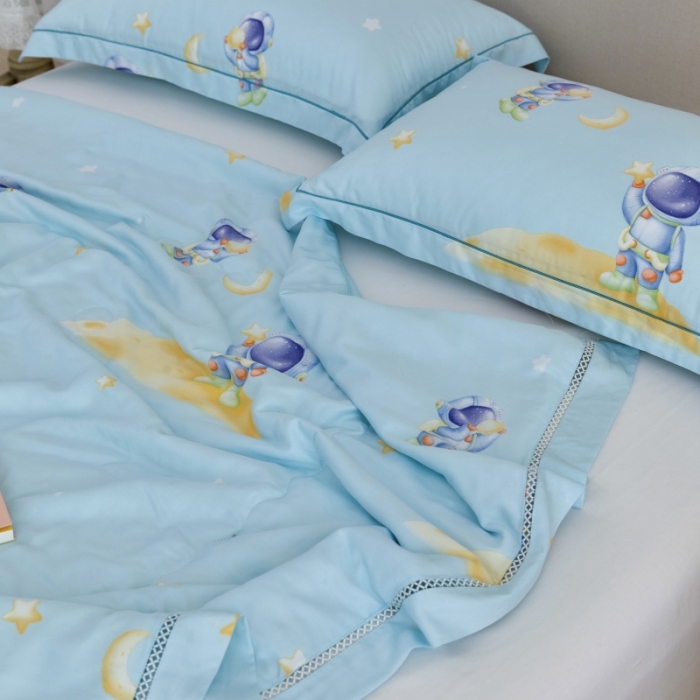 91家纺网 家纺一手货源 找家纺 棉生活家纺 2022新款莫代尔天丝夏被太空遨游绿