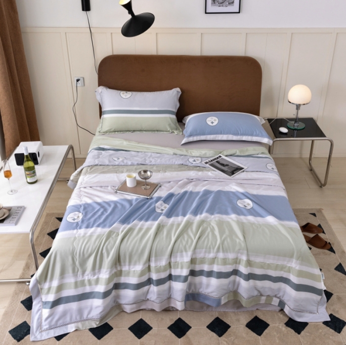 91家纺网 家纺一手货源 找家纺 棉生活家纺 2022新款莫代尔天丝夏被星痕绿