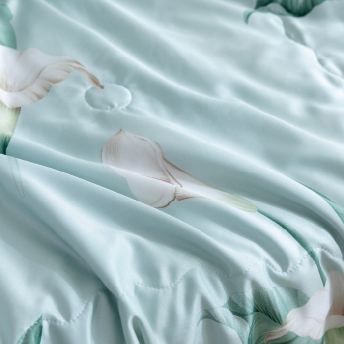 91家纺网 家纺一手货源 找家纺 棉生活家纺 2022新款莫代尔天丝夏被雅韵绿