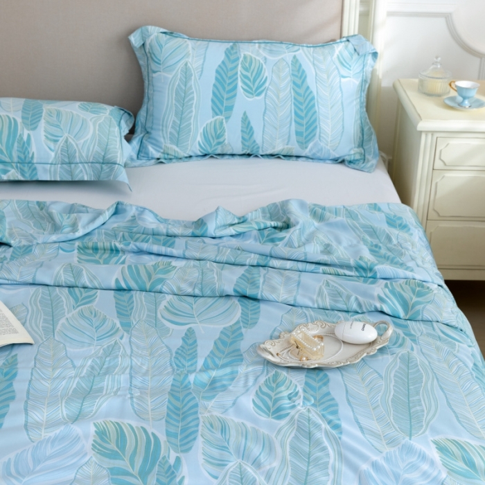 91家纺网 家纺一手货源 找家纺 棉生活家纺 2022新款莫代尔天丝夏被叶语绿