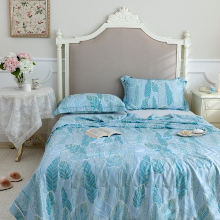 91家纺网 家纺一手货源 找家纺 棉生活家纺 2022新款莫代尔天丝夏被叶语绿