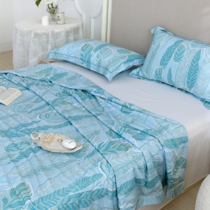 91家纺网 家纺一手货源 找家纺 棉生活家纺 2022新款莫代尔天丝夏被叶语绿