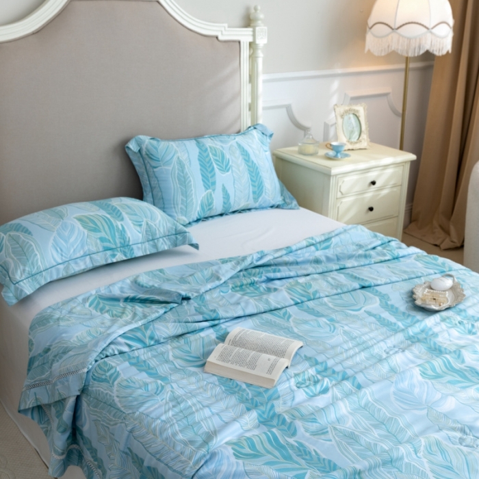 91家纺网 家纺一手货源 找家纺 棉生活家纺 2022新款莫代尔天丝夏被叶语绿