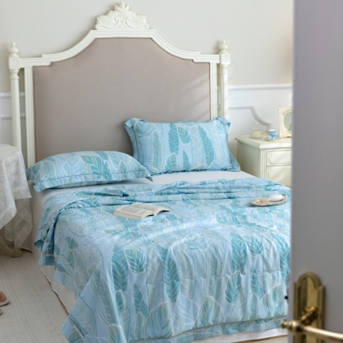 91家纺网 家纺一手货源 找家纺 棉生活家纺 2022新款莫代尔天丝夏被叶语绿