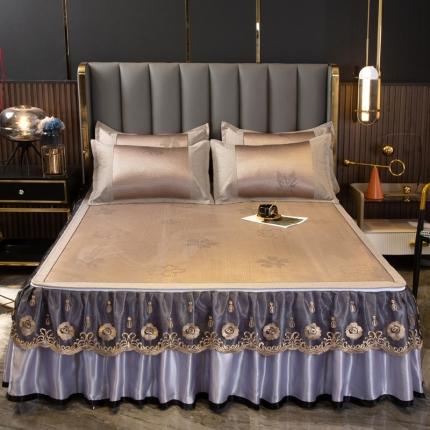 91家纺网 家纺一手货源 找家纺 能好 2022新款提花冰藤床裙款 樱花