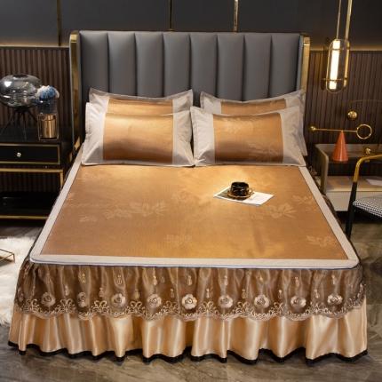 能好 2022新款提花冰藤床裙款 枫叶 咖